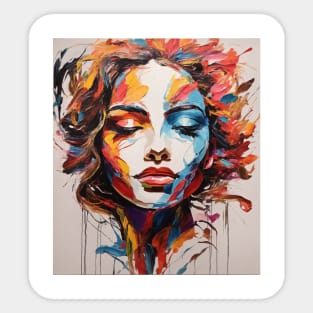 Girl's face pallet knives by oil painting Sticker